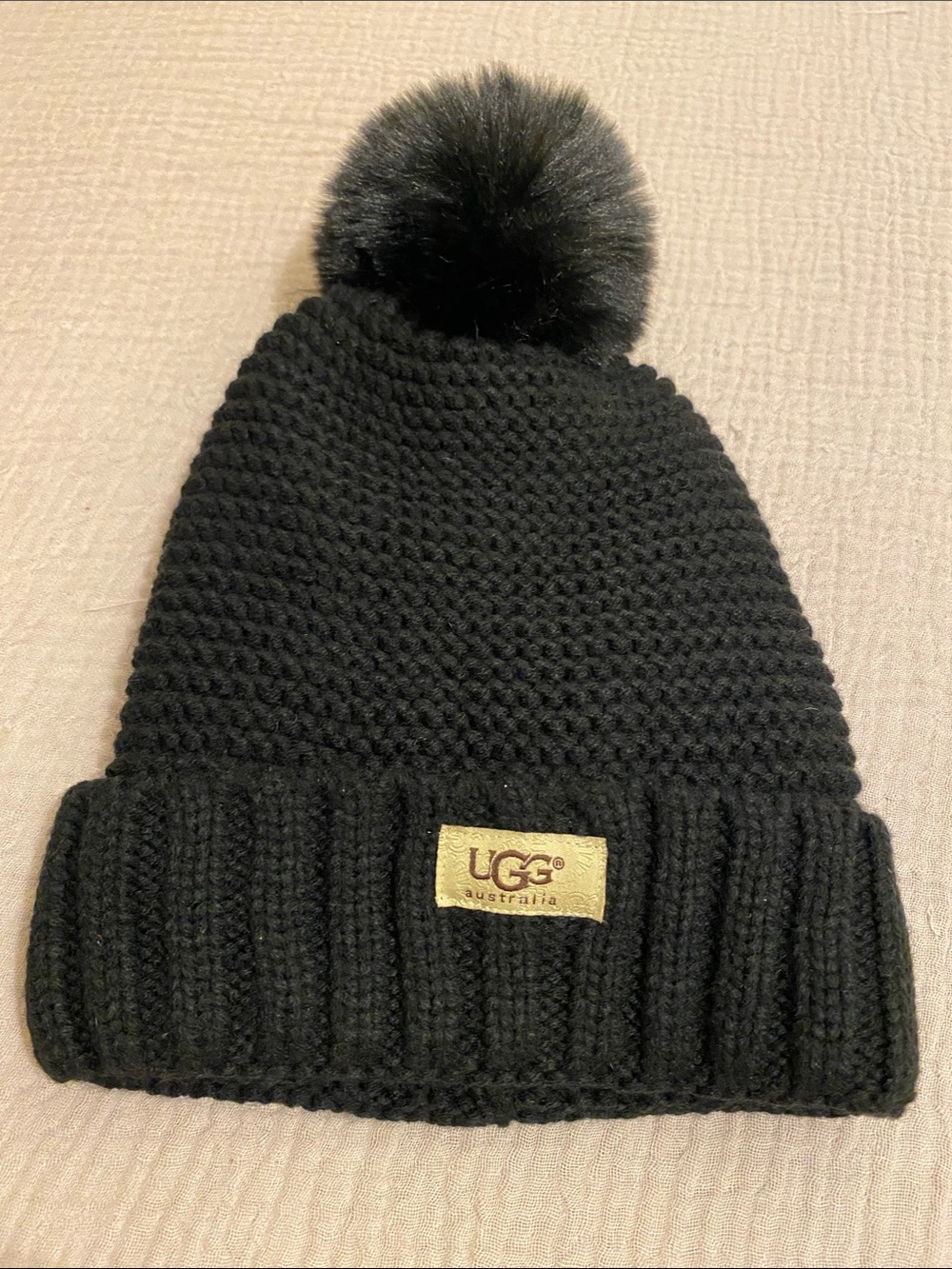 UGG Black Pom Beanie Hat